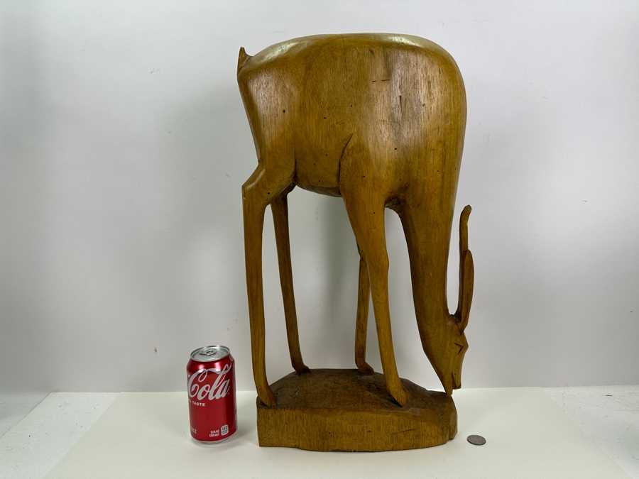 Large Hand Carved Wooden Gazelle Sculpture 12W X 4.5D X 22H [Photo 4]