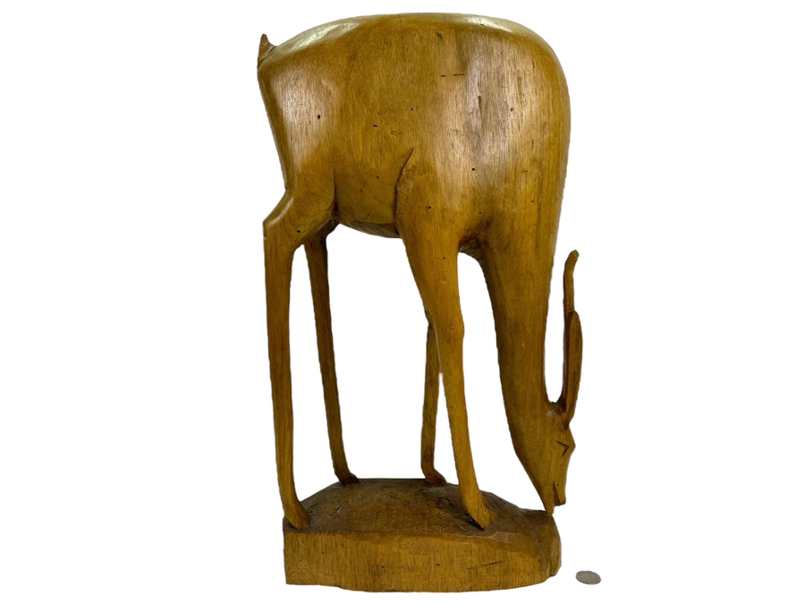 Large Hand Carved Wooden Gazelle Sculpture 12W X 4.5D X 22H [Photo 2]