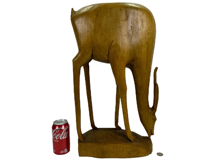 Large Hand Carved Wooden Gazelle Sculpture 12W X 4.5D X 22H [Photo 1]