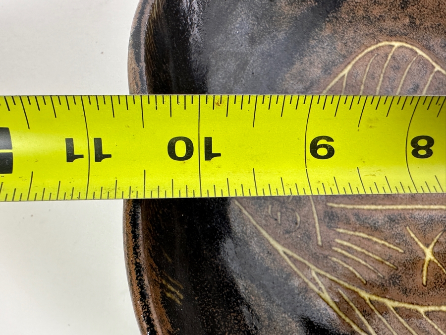 Signed Asian Art Pottery Bowl With Halibut Fish 10.5W X 3H [Photo 8]