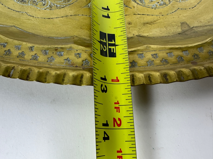 Vintage Fauzi Nass Tripoli, Libya Hand Hammered Engraved Brass Oval Serving Tray 17.75W X 13H [Photo 8]