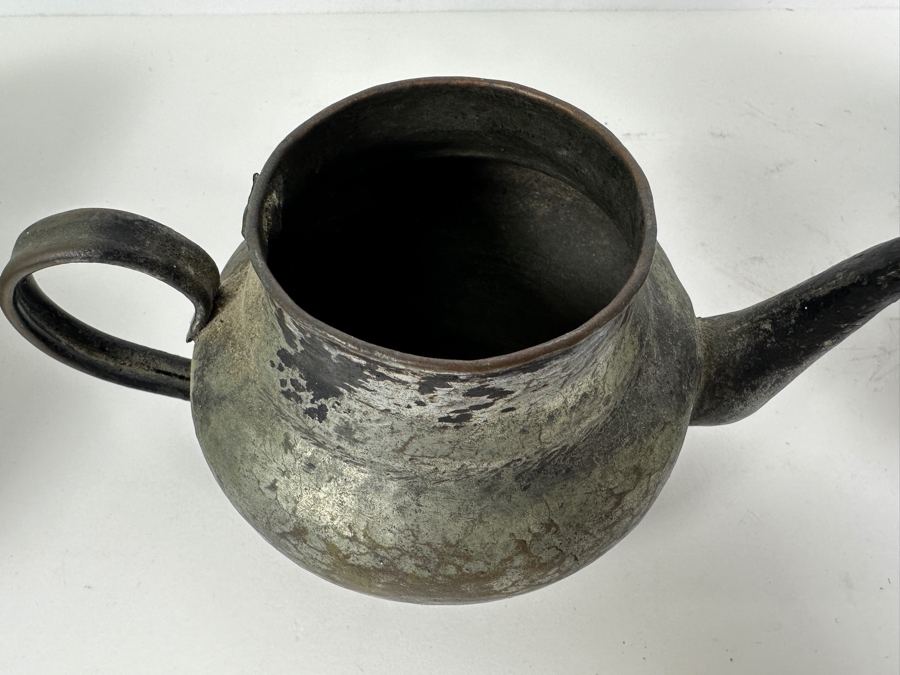 Antique Persian Tinned Copper Jugs And Teapot 4'H - 7'H [Photo 7]