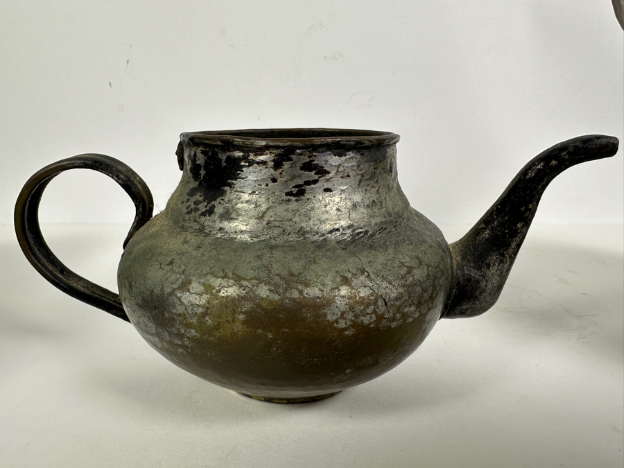 Antique Persian Tinned Copper Jugs And Teapot 4'H - 7'H [Photo 6]