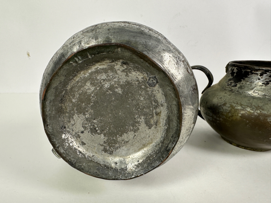 Antique Persian Tinned Copper Jugs And Teapot 4'H - 7'H [Photo 5]