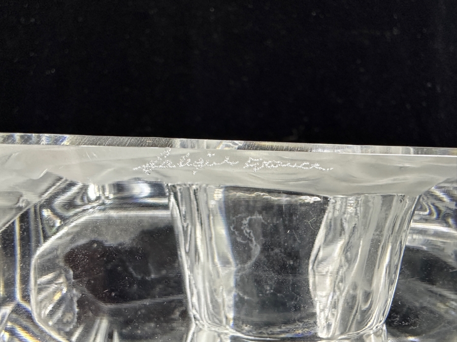 Lalique France Venise Double Lion Head Crystal Vase 9W X 4D X 6.5H [Photo 13]