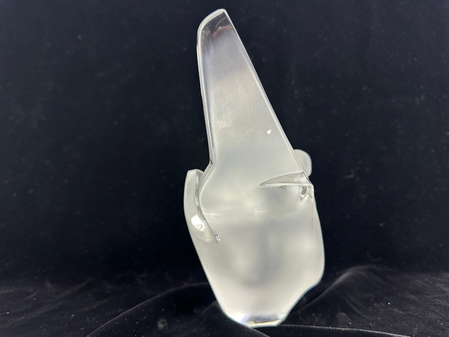 Lalique France Sylvie Swan Vase With Flower Frog 6W X 4D X 8H [Photo 10]