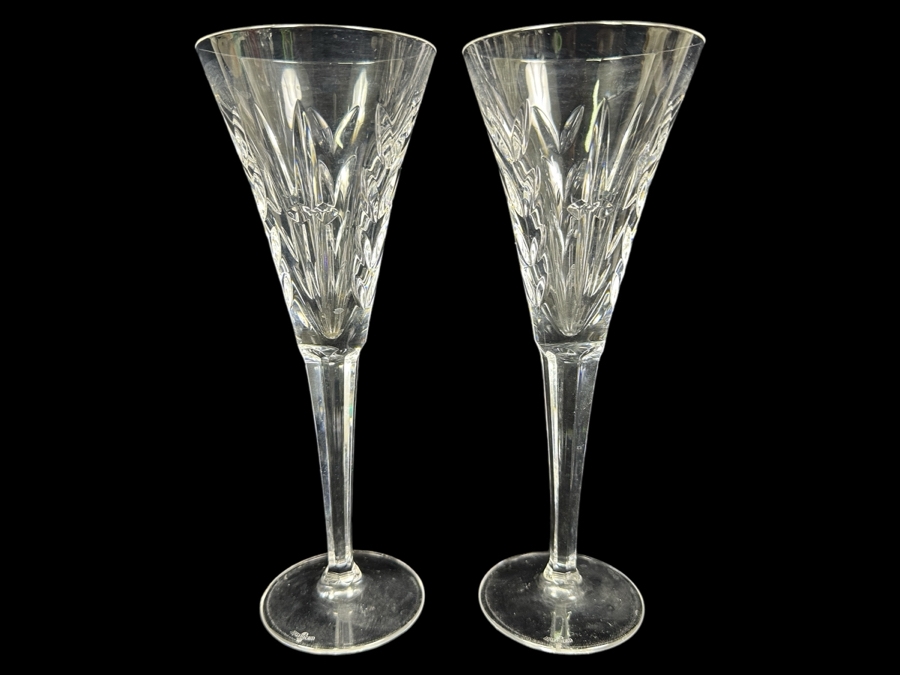 Pair Of Waterford Crystal Lismore Toasting Flutes 9.25'H [Photo 1]