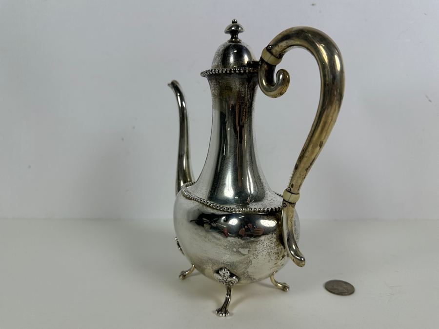 Antique American Sterling Silver Coffee Pot By Newburyport Silver Co (N S Co) 9'H 399g - Sterling Silver Melt Value Is $388 [Photo 8]