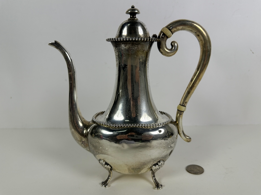 Antique American Sterling Silver Coffee Pot By Newburyport Silver Co (N S Co) 9'H 399g - Sterling Silver Melt Value Is $388 [Photo 6]