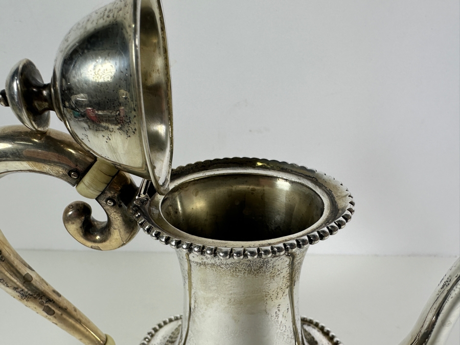 Antique American Sterling Silver Coffee Pot By Newburyport Silver Co (N S Co) 9'H 399g - Sterling Silver Melt Value Is $388 [Photo 4]