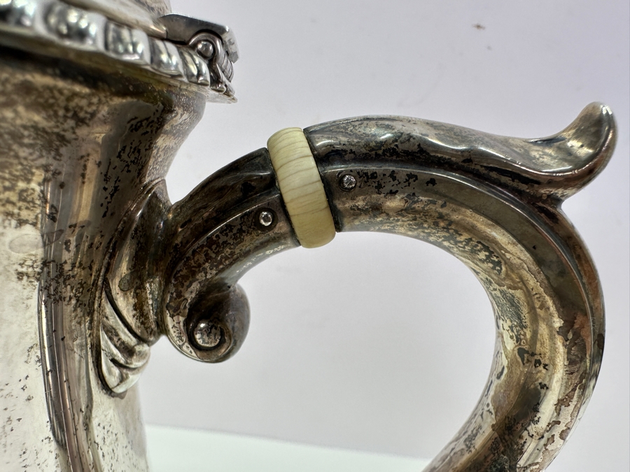 Sterling Silver Shreve & Co. San Francisco Coffee Pot 11H And Sugar Bowl 6.5H 1,501g - Sterling Silver Melt Value Is $1,436 [Photo 9]