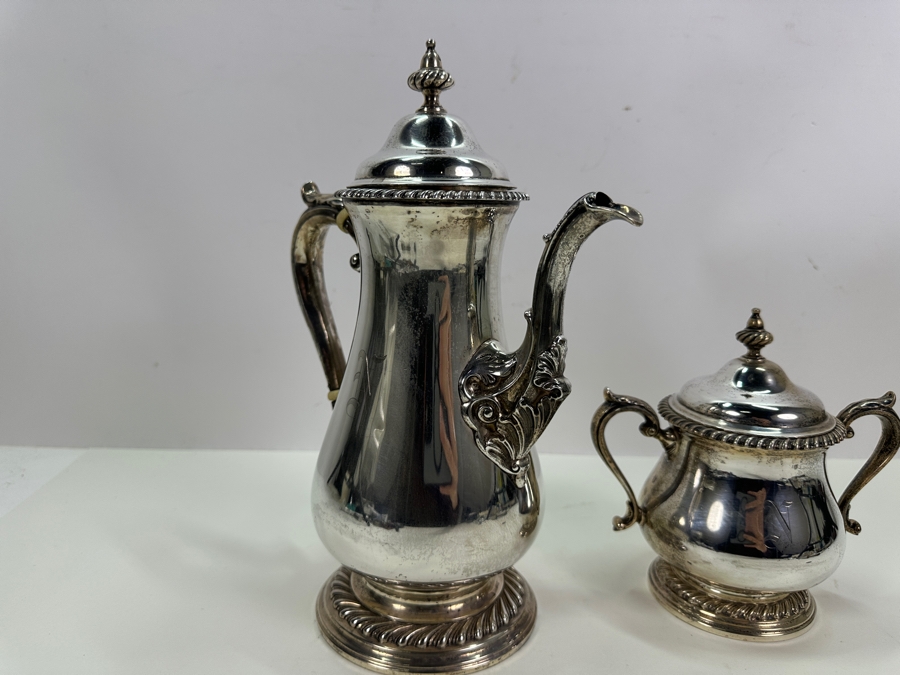 Sterling Silver Shreve & Co. San Francisco Coffee Pot 11H And Sugar Bowl 6.5H 1,501g - Sterling Silver Melt Value Is $1,436 [Photo 7]