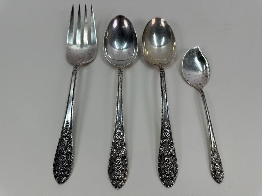 (4) Sterling Silver Fine Arts Serving Pieces Crown Princess Pattern 234g - Sterling Silver Melt Value Is $223 [Photo 2]