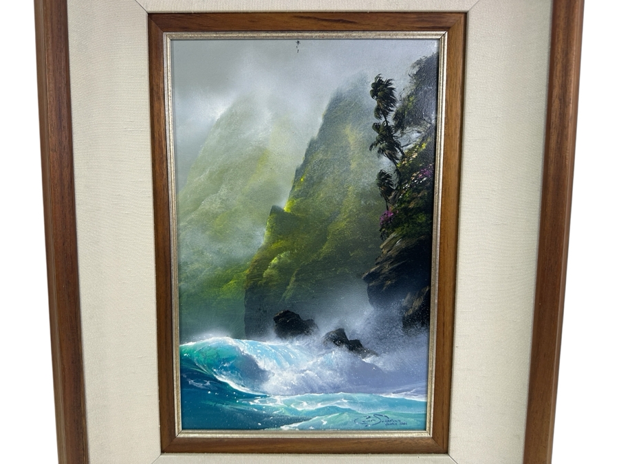 Clint Sloan (B. 1965, Hawaii) Original Hawaiian Breaking Wave Oil Painting On Board 10 X 15 Framed 18.5 X 23.5 [Photo 4]