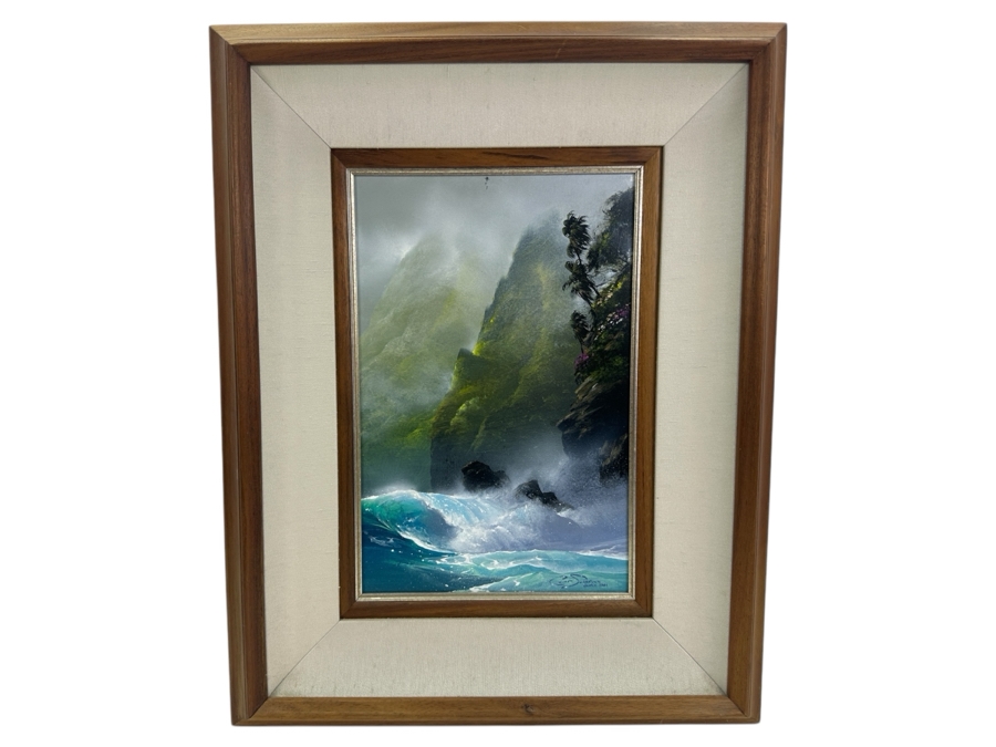 Clint Sloan (B. 1965, Hawaii) Original Hawaiian Breaking Wave Oil Painting On Board 10 X 15 Framed 18.5 X 23.5 [Photo 3]