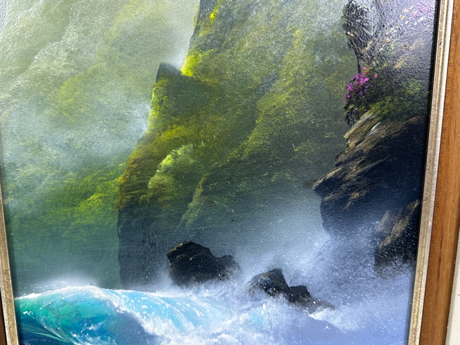 Clint Sloan (B. 1965, Hawaii) Original Hawaiian Breaking Wave Oil Painting On Board 10 X 15 Framed 18.5 X 23.5 [Photo 7]