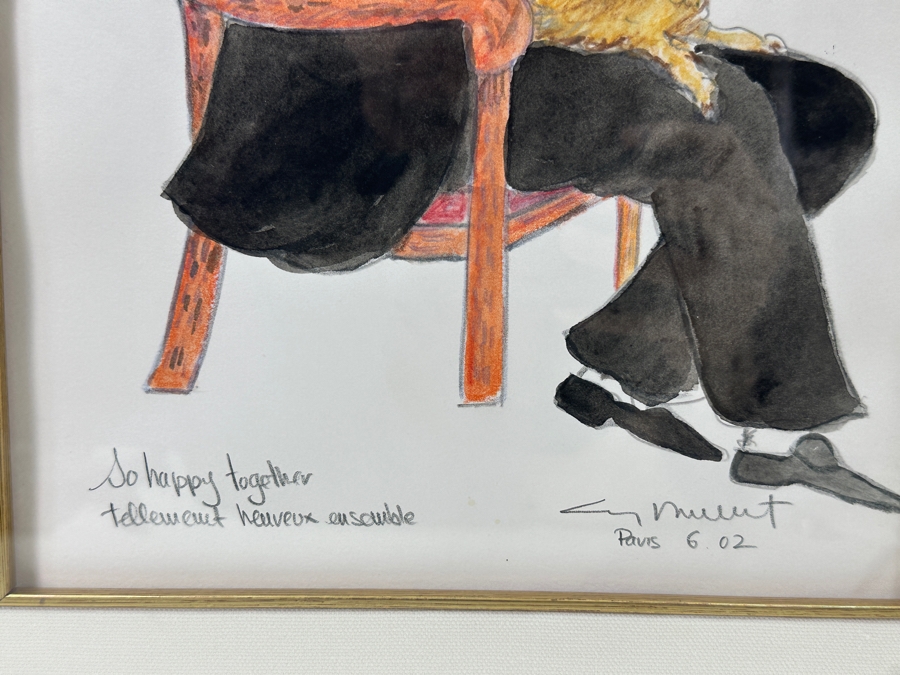 Guy Buffet (1943-2023, Hawaii/France) Original Drawing Titled 'So Happy Together' 8 X 11 Framed Retails $1,950 [Photo 6]