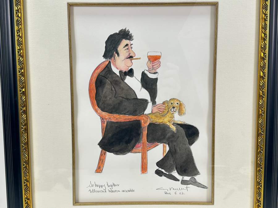 Guy Buffet (1943-2023, Hawaii/France) Original Drawing Titled 'So Happy Together' 8 X 11 Framed Retails $1,950 [Photo 3]