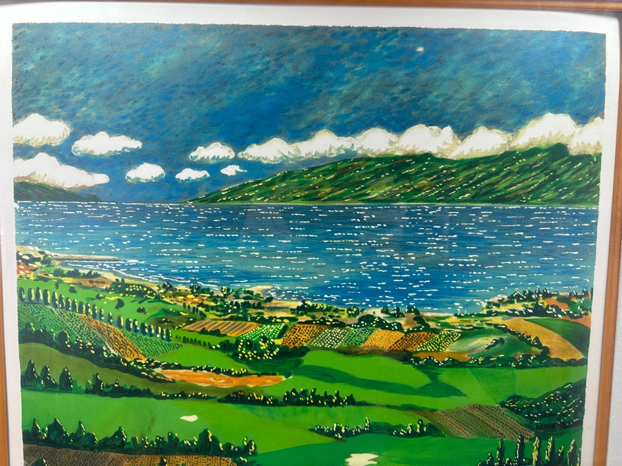 Guy Buffet (1943-2023, Hawaii/France) Limited Edition Hand Signed Print Numbered 242 Of 350 23 X 28 In A Beautiful Shadowbox Wooden Frame Koa Wood 34 X 40 [Photo 3]