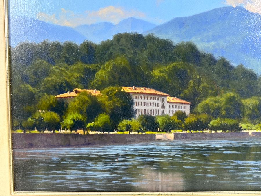 Original Oil Painting On Board Titled 'Bellagio' Signed By Artist E. Frigerio (Enrico Frigerio, Italian) 19.5 X 10 Framed 25 X 16 [Photo 4]
