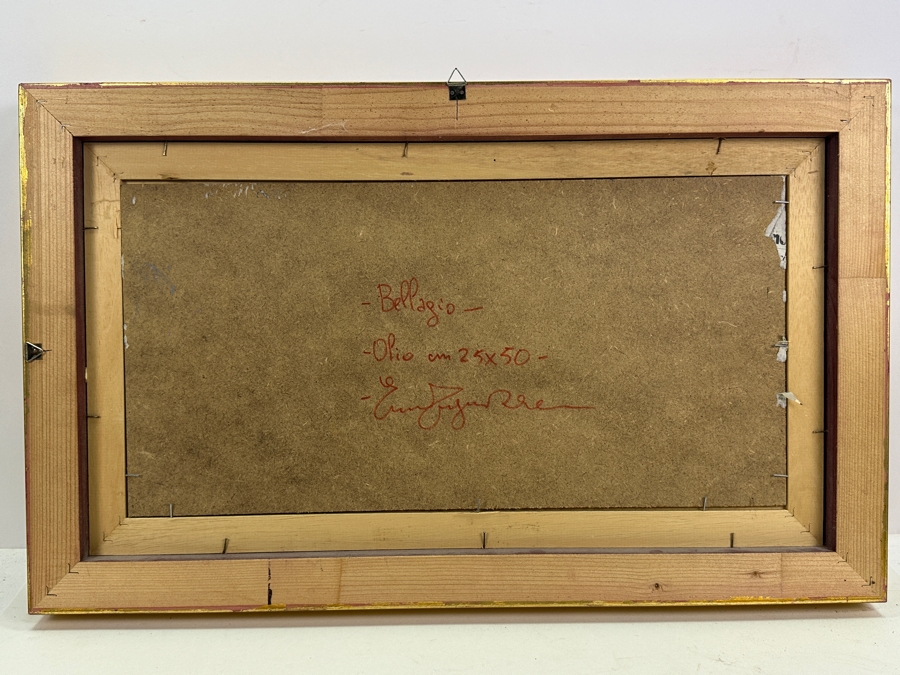 Original Oil Painting On Board Titled 'Bellagio' Signed By Artist E. Frigerio (Enrico Frigerio, Italian) 19.5 X 10 Framed 25 X 16 [Photo 14]