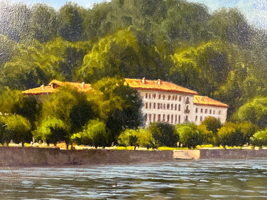Original Oil Painting On Board Titled 'Bellagio' Signed By Artist E. Frigerio (Enrico Frigerio, Italian) 19.5 X 10 Framed 25 X 16 [Photo 10]