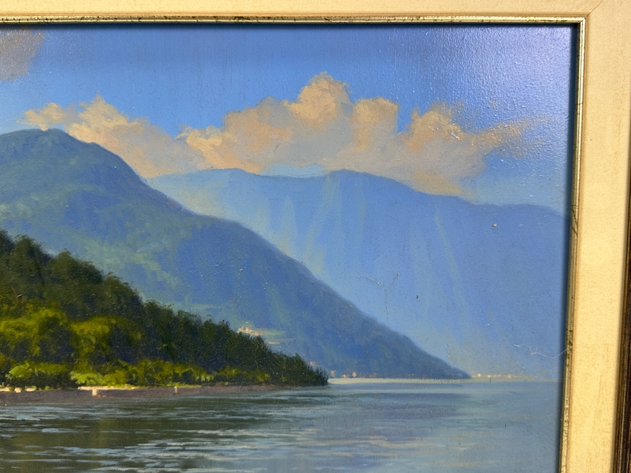 Original Oil Painting On Board Titled 'Bellagio' Signed By Artist E. Frigerio (Enrico Frigerio, Italian) 19.5 X 10 Framed 25 X 16 [Photo 7]