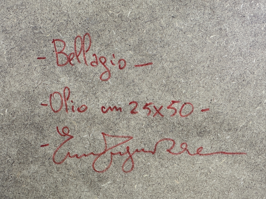 Original Oil Painting On Board Titled 'Bellagio' Signed By Artist E. Frigerio (Enrico Frigerio, Italian) 19.5 X 10 Framed 25 X 16 [Photo 15]