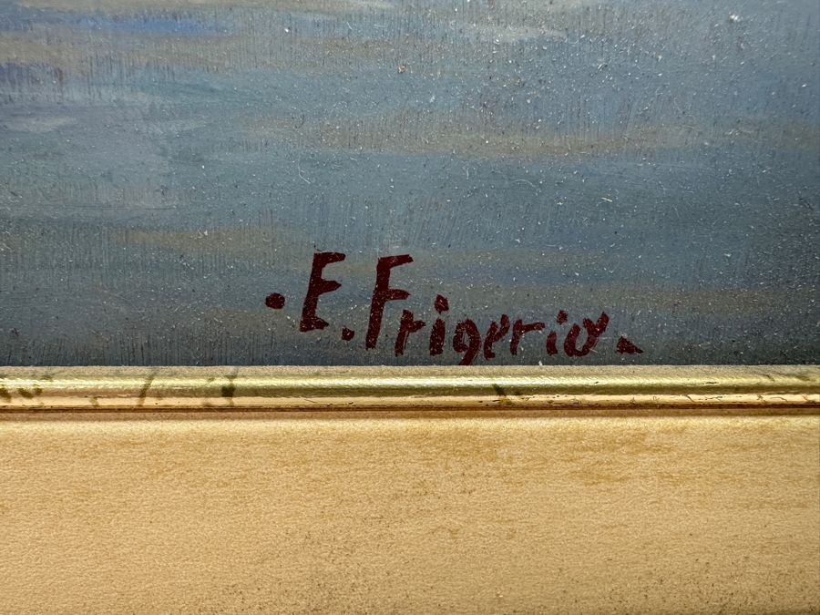 Original Oil Painting On Board Titled 'Bellagio' Signed By Artist E. Frigerio (Enrico Frigerio, Italian) 19.5 X 10 Framed 25 X 16 [Photo 9]