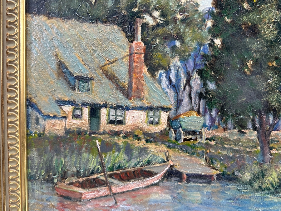 Franciscus (Frank) Jacobus Voorwerk (B. 1882, Netherlands) Original Antique Dutch Landscape Painting On Canvas Framed Retails $1,800 [Photo 8]