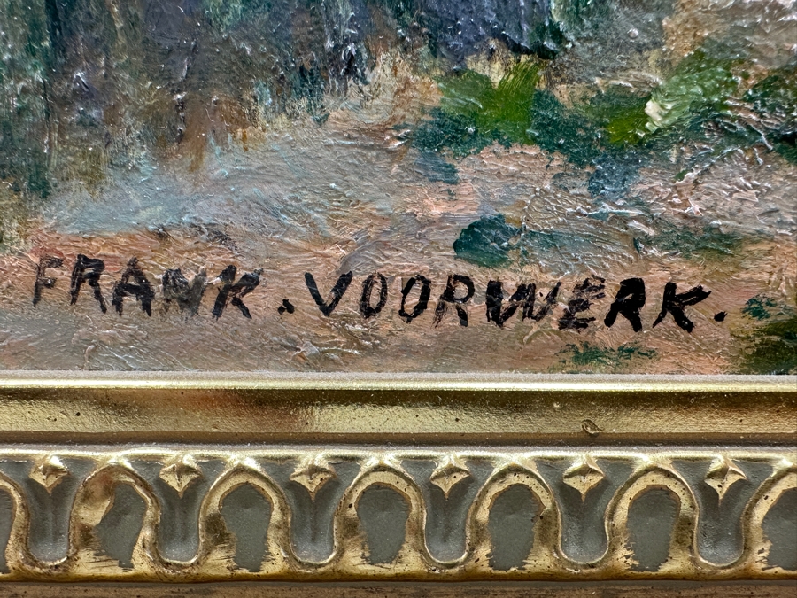 Franciscus (Frank) Jacobus Voorwerk (B. 1882, Netherlands) Original Antique Dutch Landscape Painting On Canvas Framed Retails $1,800 [Photo 6]
