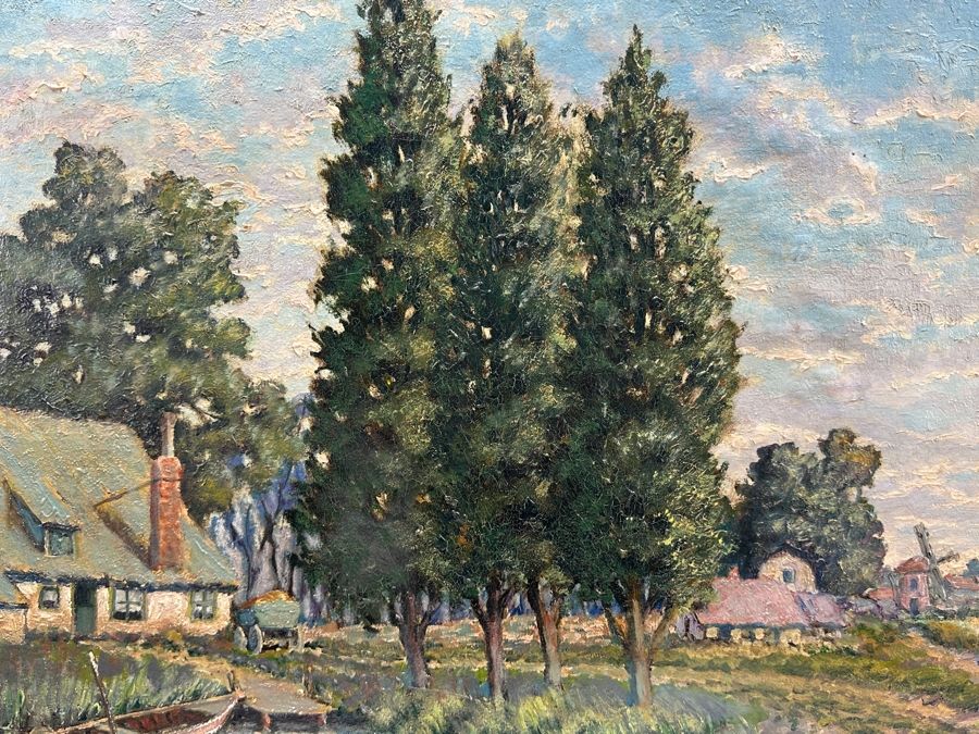 Franciscus (Frank) Jacobus Voorwerk (B. 1882, Netherlands) Original Antique Dutch Landscape Painting On Canvas Framed Retails $1,800 [Photo 7]