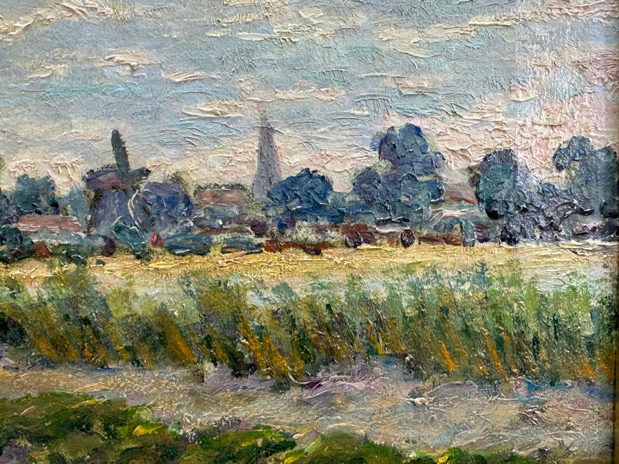 Franciscus (Frank) Jacobus Voorwerk (B. 1882, Netherlands) Original Antique Dutch Landscape Painting On Canvas Framed Retails $1,800 [Photo 5]