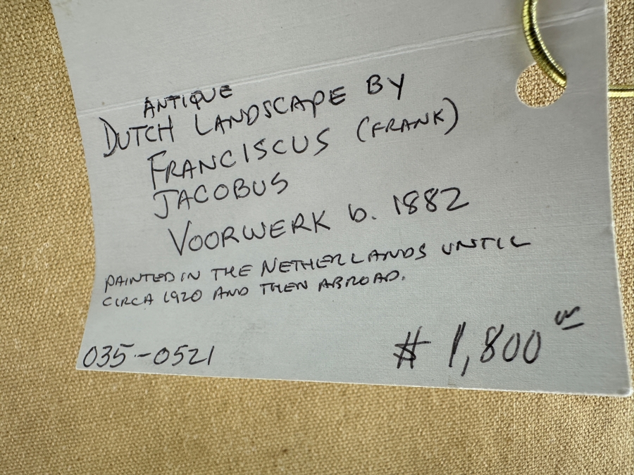 Franciscus (Frank) Jacobus Voorwerk (B. 1882, Netherlands) Original Antique Dutch Landscape Painting On Canvas Framed Retails $1,800 [Photo 12]