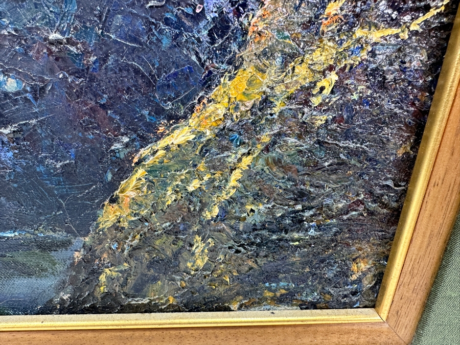 Stephen Sands (B. 1930, Hawaii) Original Plein Air Oil Painting On Canvas Titled 'Island Falls' Dated August, 2002 Hawaii 20 X 30 Framed 29 X 39 [Photo 7]