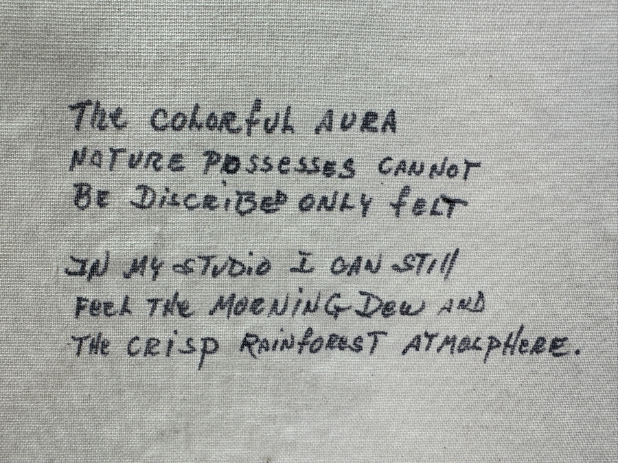 Stephen Sands (B. 1930, Hawaii) Original Plein Air Oil Painting On Canvas Titled 'Island Falls' Dated August, 2002 Hawaii 20 X 30 Framed 29 X 39 [Photo 12]