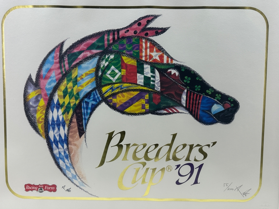 Hand Signed Breeders' Cup '91 Poster Numbered 55 Of 200 21 X 16 Framed 28 X 22 [Photo 3]