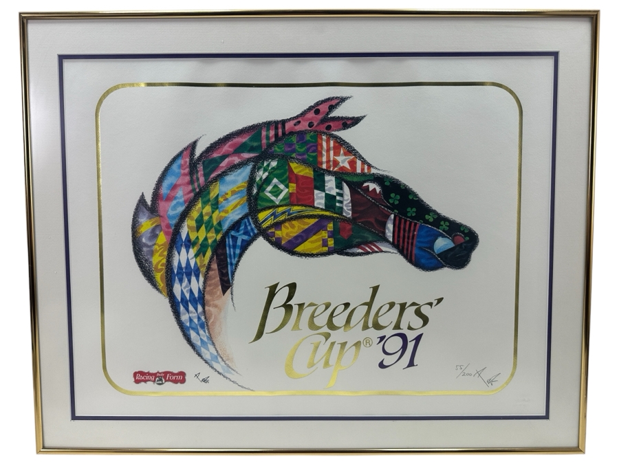 Hand Signed Breeders' Cup '91 Poster Numbered 55 Of 200 21 X 16 Framed 28 X 22 [Photo 2]