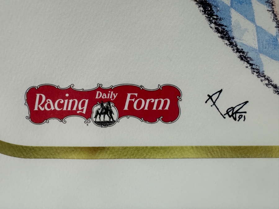 Hand Signed Breeders' Cup '91 Poster Numbered 55 Of 200 21 X 16 Framed 28 X 22 [Photo 4]