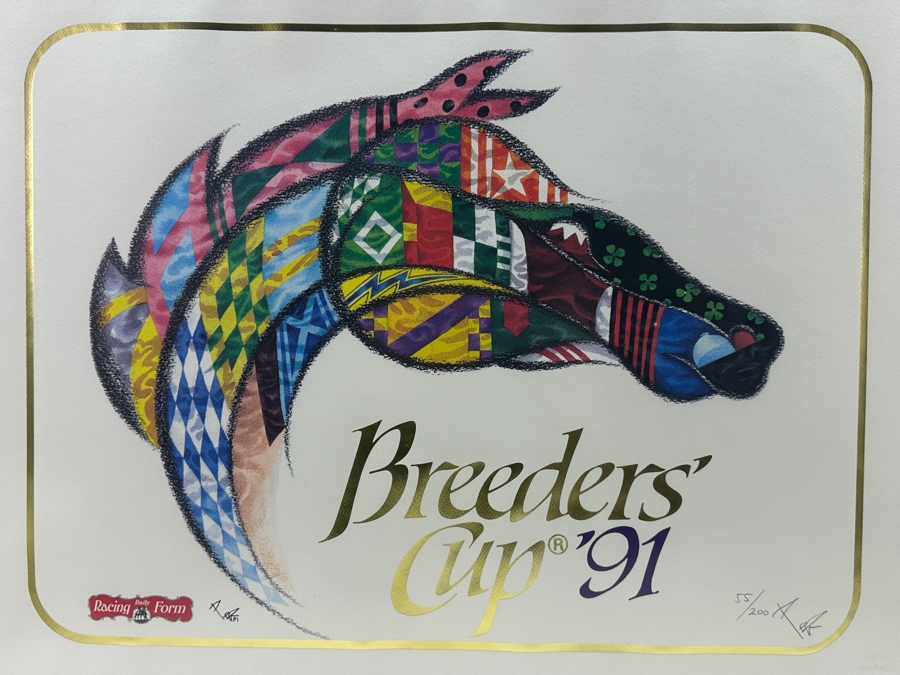Hand Signed Breeders' Cup '91 Poster Numbered 55 Of 200 21 X 16 Framed 28 X 22
