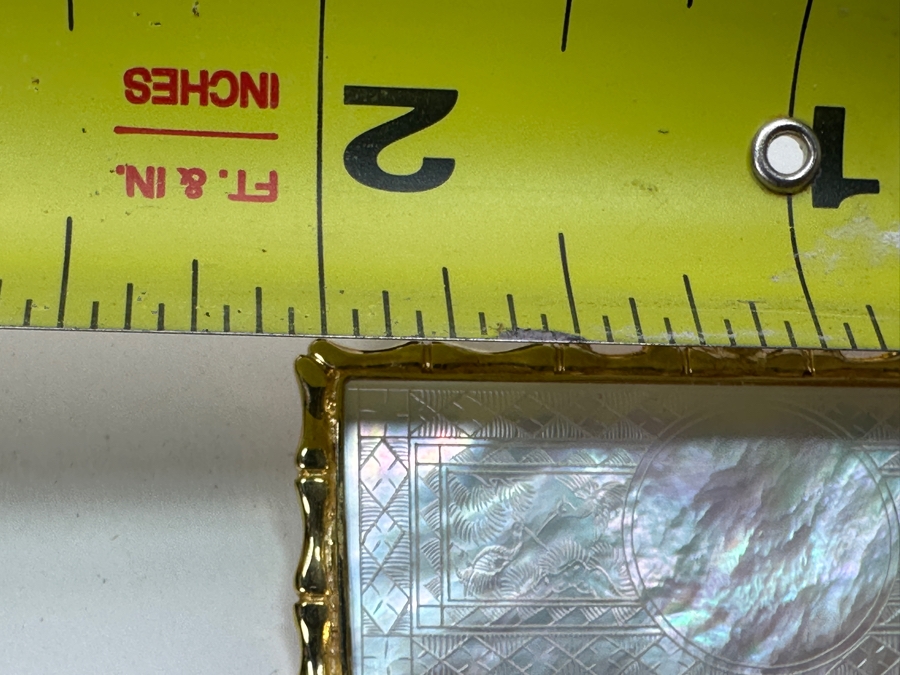 Stunning Chinese Antique Carved Mother Of Pearl Gaming Counter Framed In A 14K Gold Bamboo Motif Pendant 2 X 1.25 7.3g [Photo 14]