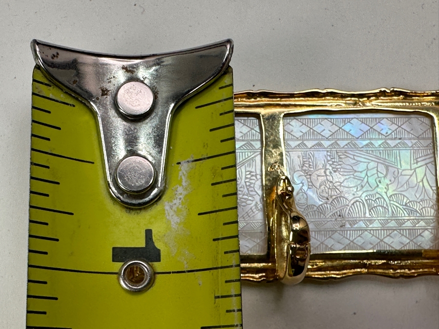 Stunning Chinese Antique Carved Mother Of Pearl Gaming Counter Framed In A 14K Gold Pendant 2-3/8 X 1 11g [Photo 18]