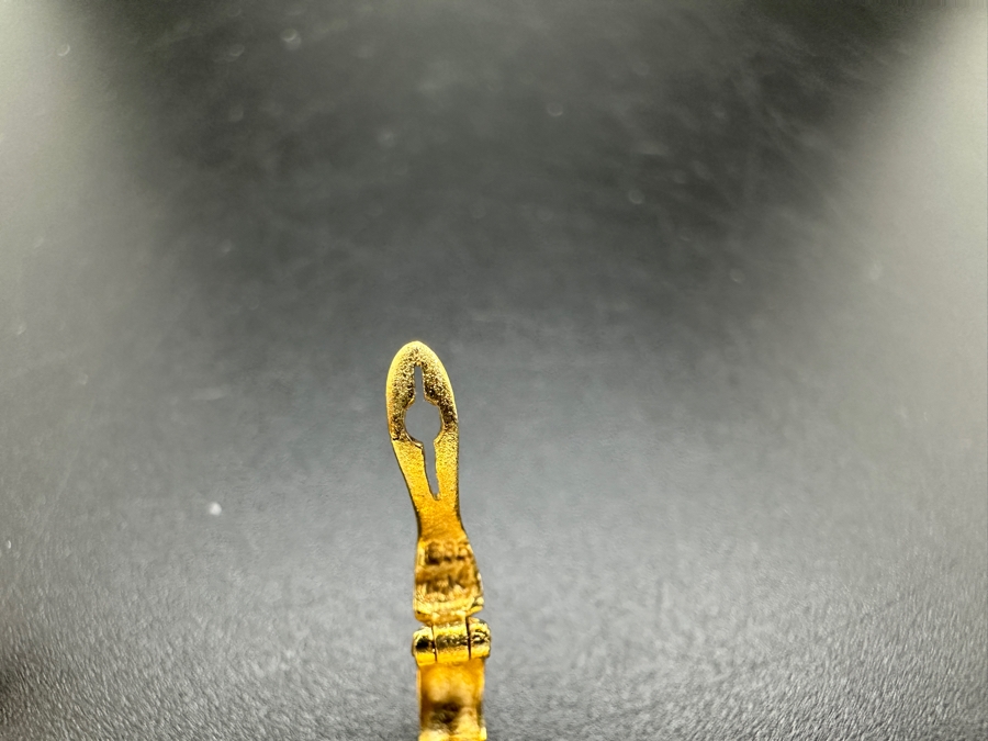 Stunning Chinese Antique Carved Mother Of Pearl Gaming Counter Framed In A 14K Gold Pendant 2-3/8 X 1 11g [Photo 13]