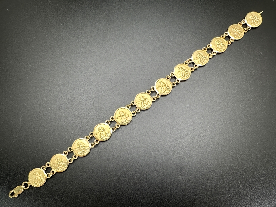 14k Gold 7' Cherub Bracelet 12.7g [Photo 4]
