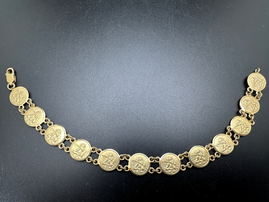 14k Gold 7' Cherub Bracelet 12.7g [Photo 2]