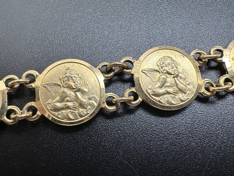 14k Gold 7' Cherub Bracelet 12.7g [Photo 5]