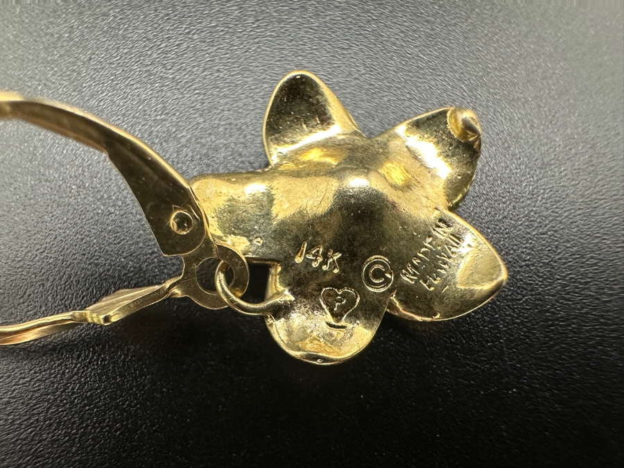 14k Gold Hawaiian Plumeria Flower Earrings 3g [Photo 5]