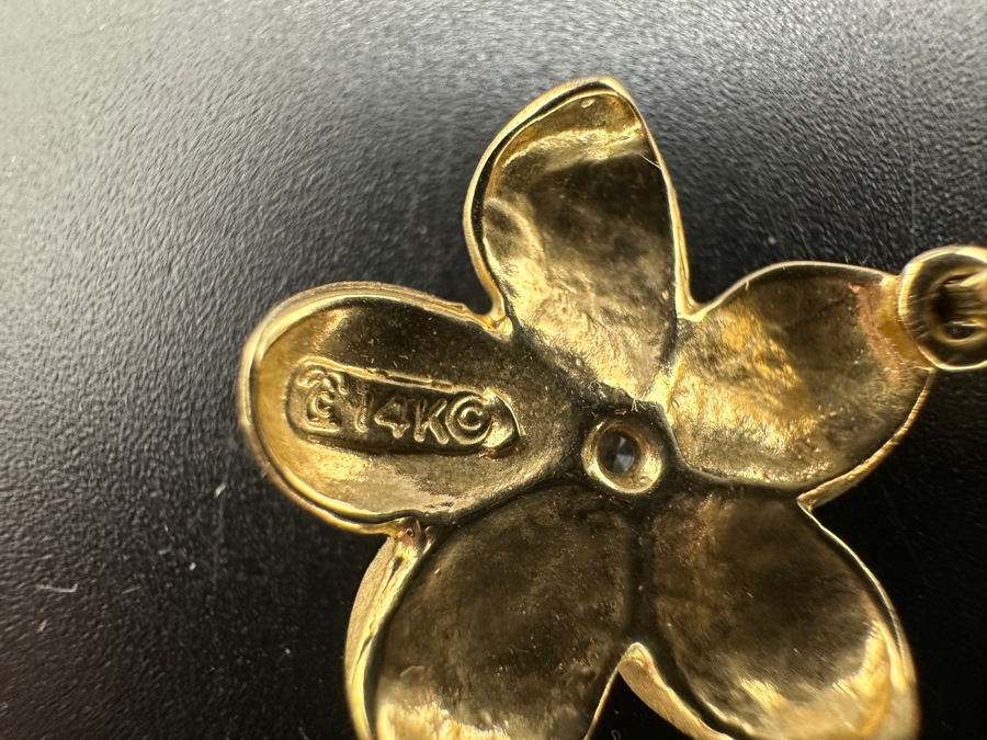 14k Gold Plumeria Flower Pendant 2.7g [Photo 3]