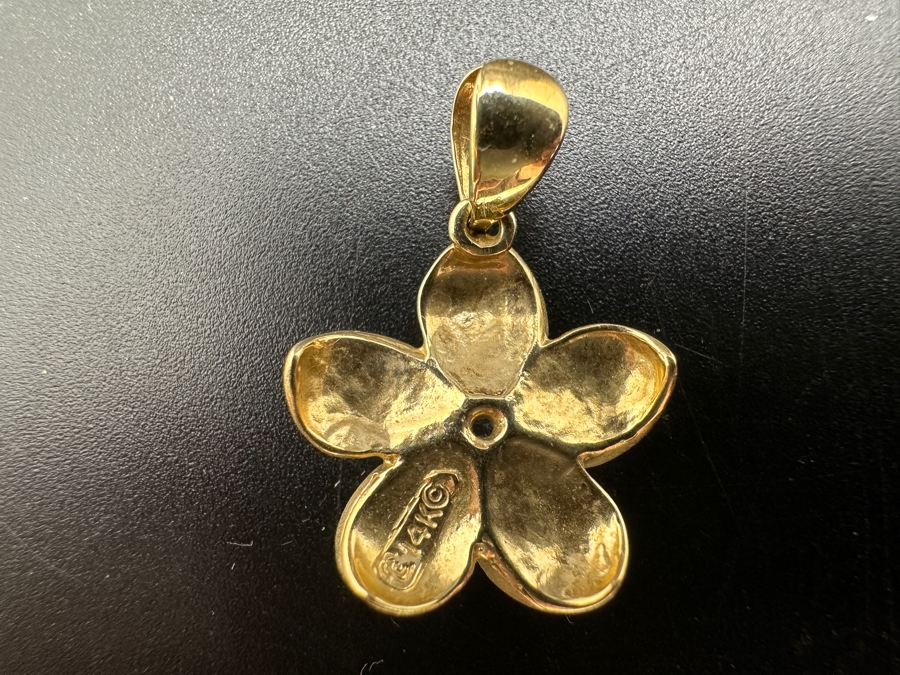 14k Gold Plumeria Flower Pendant 2.7g [Photo 2]