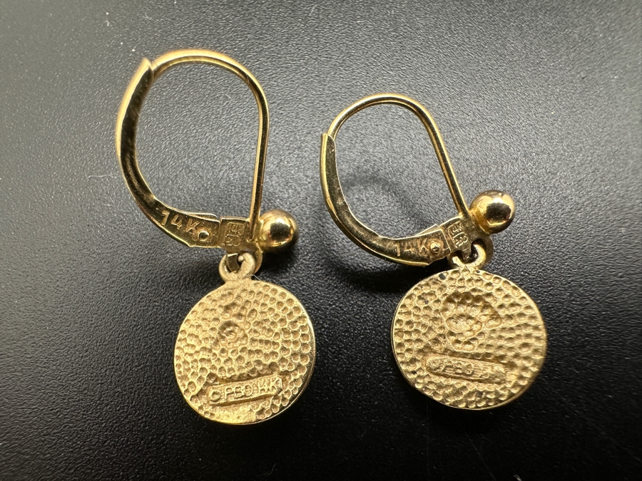 14k Gold Cherub Earrings 2.2g [Photo 4]